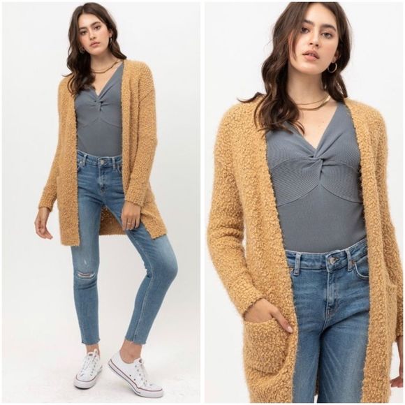 🆕Cozy open front popcorn cardigan - Picture 1 of 7